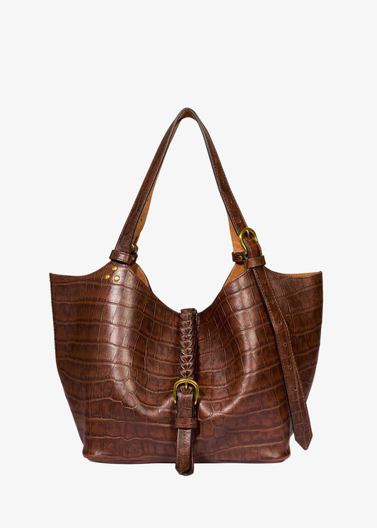JEROME dreyfuss womens handbags Joseph S Shoulder Bag in Imprimé Croco Cigare Sheepskin