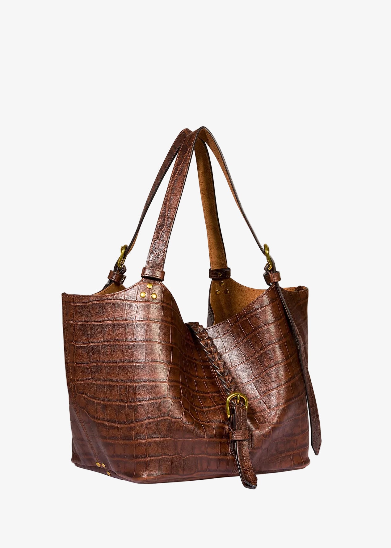 JEROME dreyfuss womens handbags Joseph S Shoulder Bag in Imprimé Croco Cigare Sheepskin