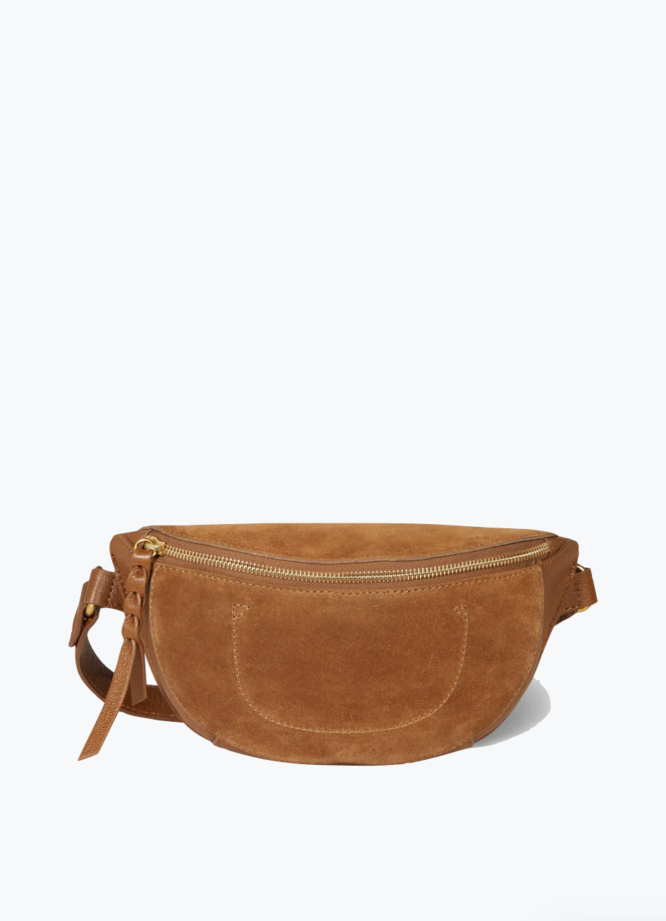 Jerome Dreyfuss Lino Waist Banana Bag in Split Suede Tabac