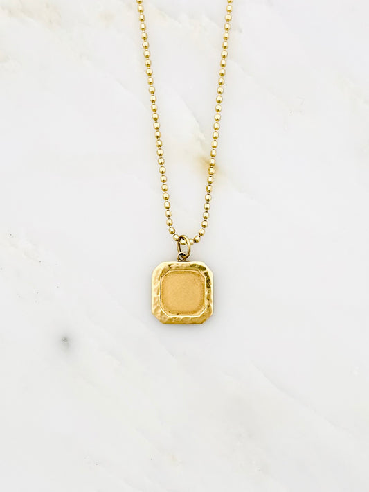 Julez Bryant fine jewelry 14k yellow gold Daly Square Pendant