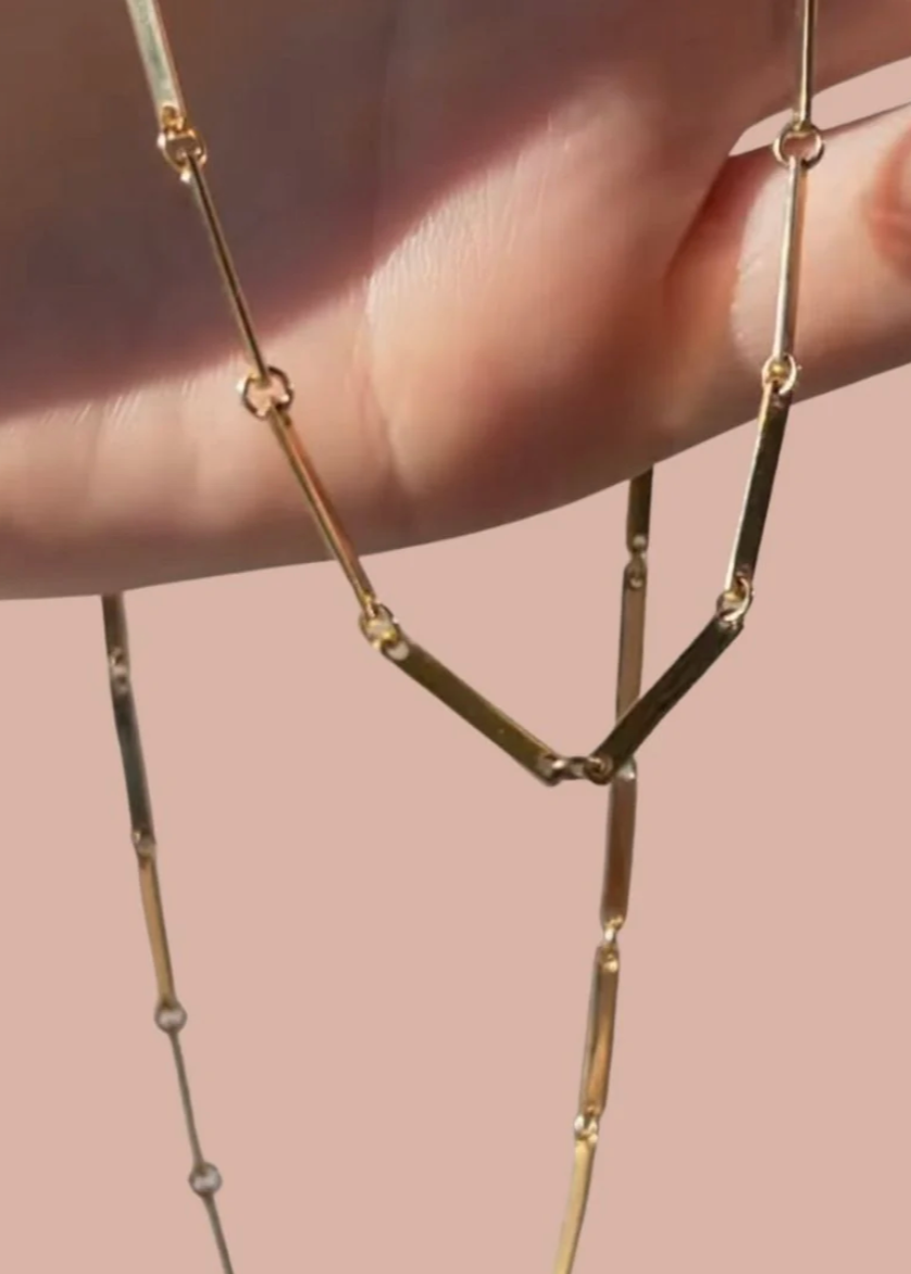 Julez Bryant fine jewelry 14k yellow gold Doey Flat Link Bar Chain