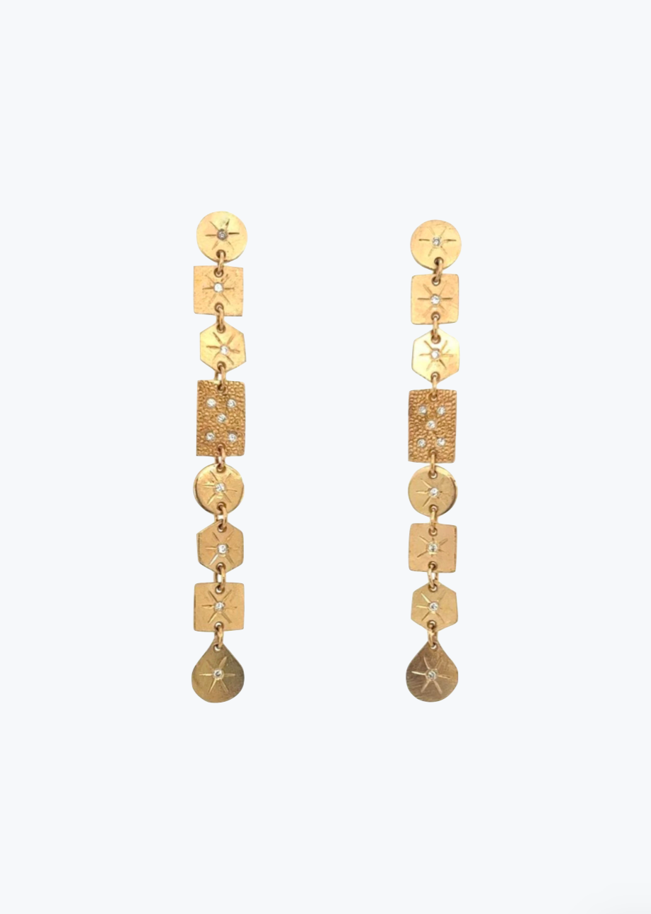 Julez Bryant fine jewelry 14k yellow gold diamond Gido Earrings