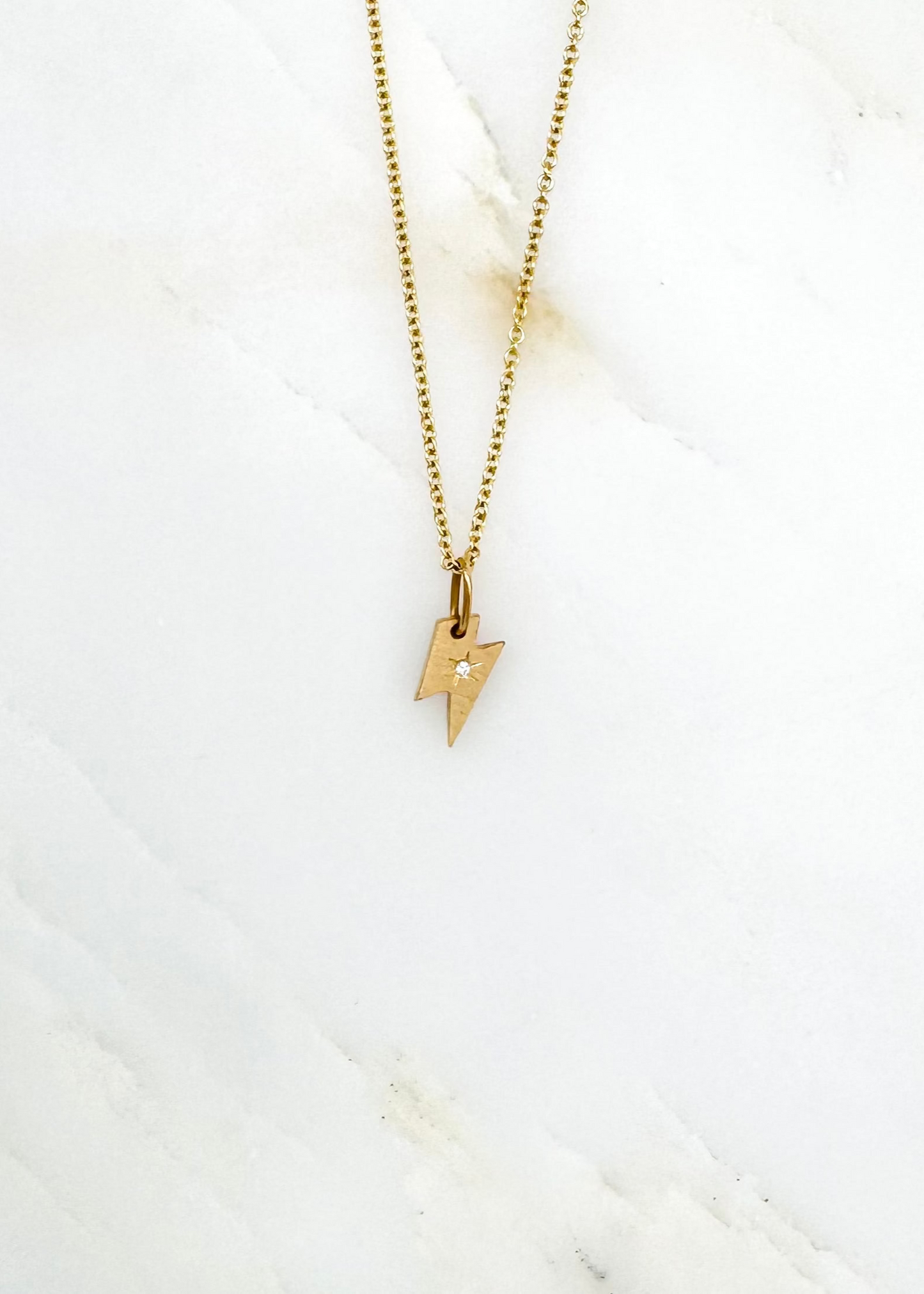 Julez Bryant fine jewelry 14k yellow gold diamond Teeny Tiny Spark Charm Necklace