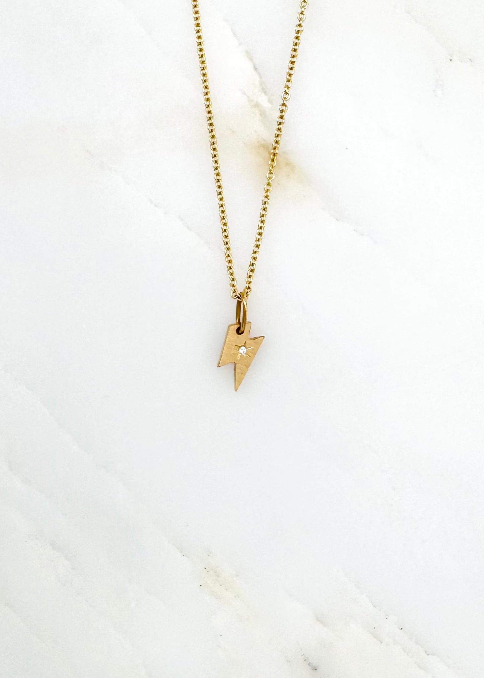 Julez Bryant fine jewelry 14k yellow gold diamond Teeny Tiny Spark Charm Necklace