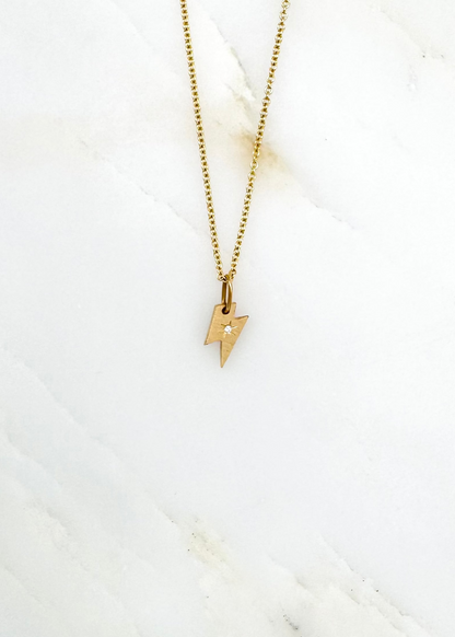 Julez Bryant fine jewelry 14k yellow gold diamond Teeny Tiny Spark Charm Necklace