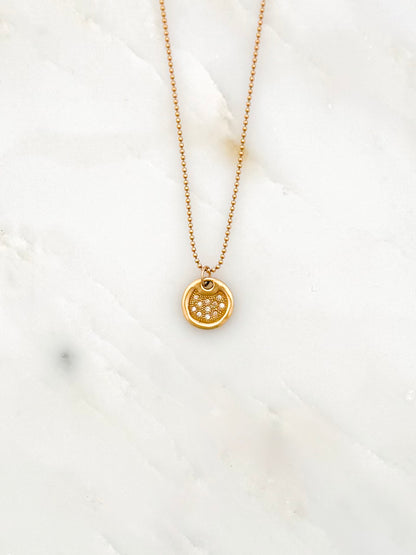 Julez Bryant fine jewelry Dena 14k Baby Round Dog Tag with Diamonds