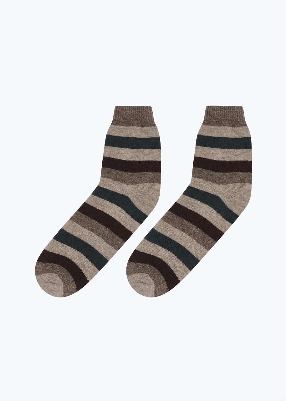 Jumper1234 Cashmere Gradient Stripe Socks in Organic Light Brown
