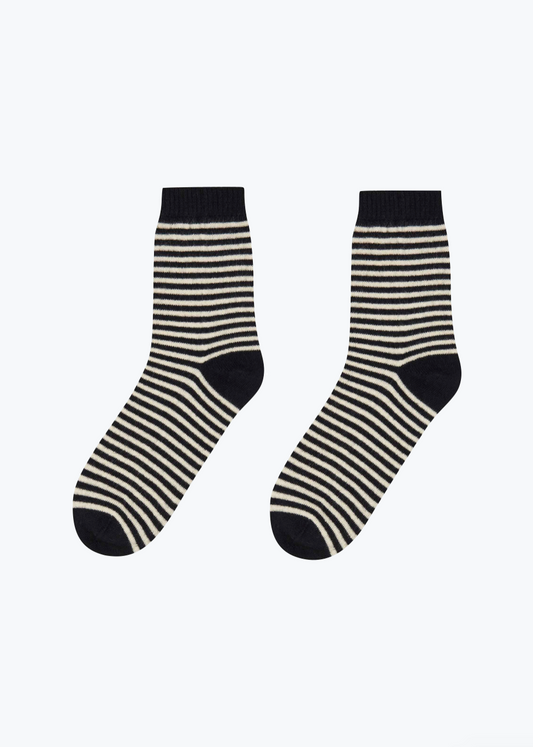 Jumper1234 Cashmere Stripe Socks in Black and Jasmine