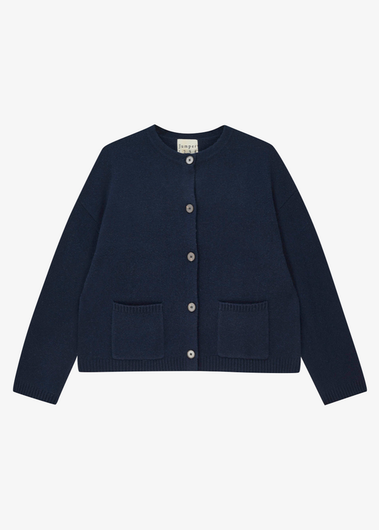 Jumper1234 womens Cashmere Heavy Crew Cardigan in Navy