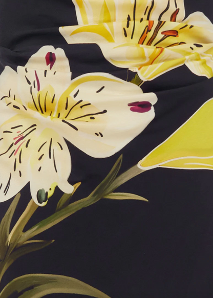 Details of LEO LIN Esme Gown in Ebony with floral design