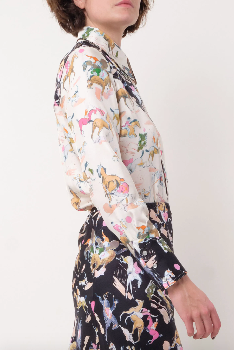 Person wearing La Prestic Ouiston womens silk Western Shirt