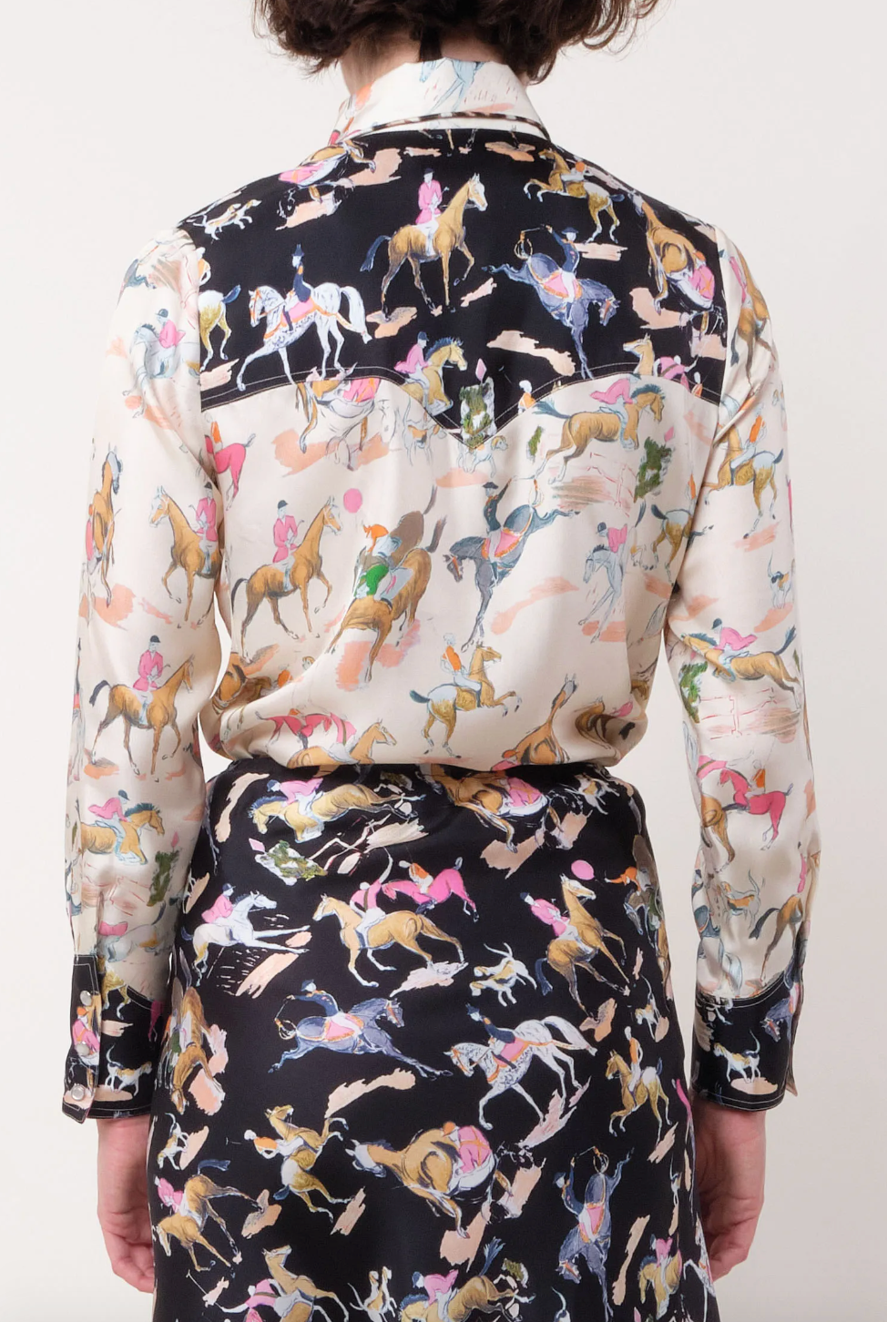 Person wearing La Prestic Ouiston womens silk Western Shirt