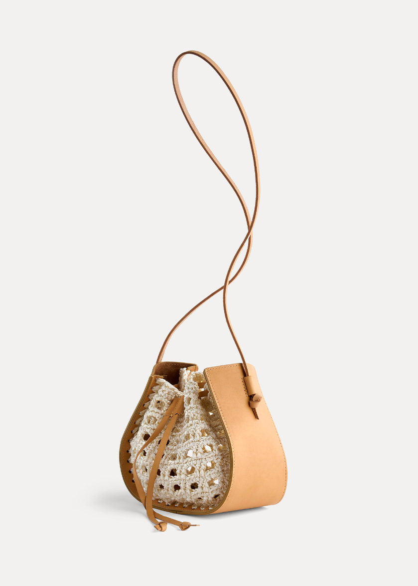 Leather & Crochet "My Pepita" Small Bucket Bag 14695