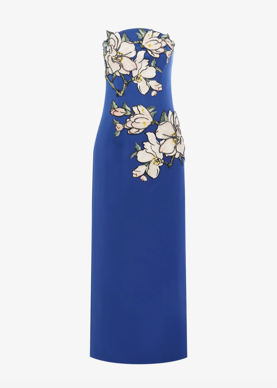 Leo Lin Ava Appliqué Floral Bustier Maxi Dress Midnight Blue