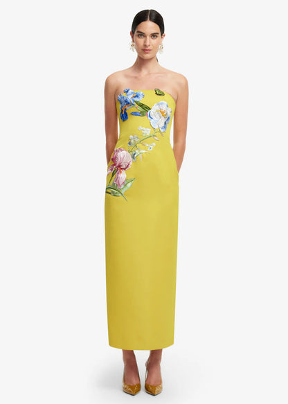 Person wearing Leo Lin Rayna Appliqué Floral Bustier Maxi Dress