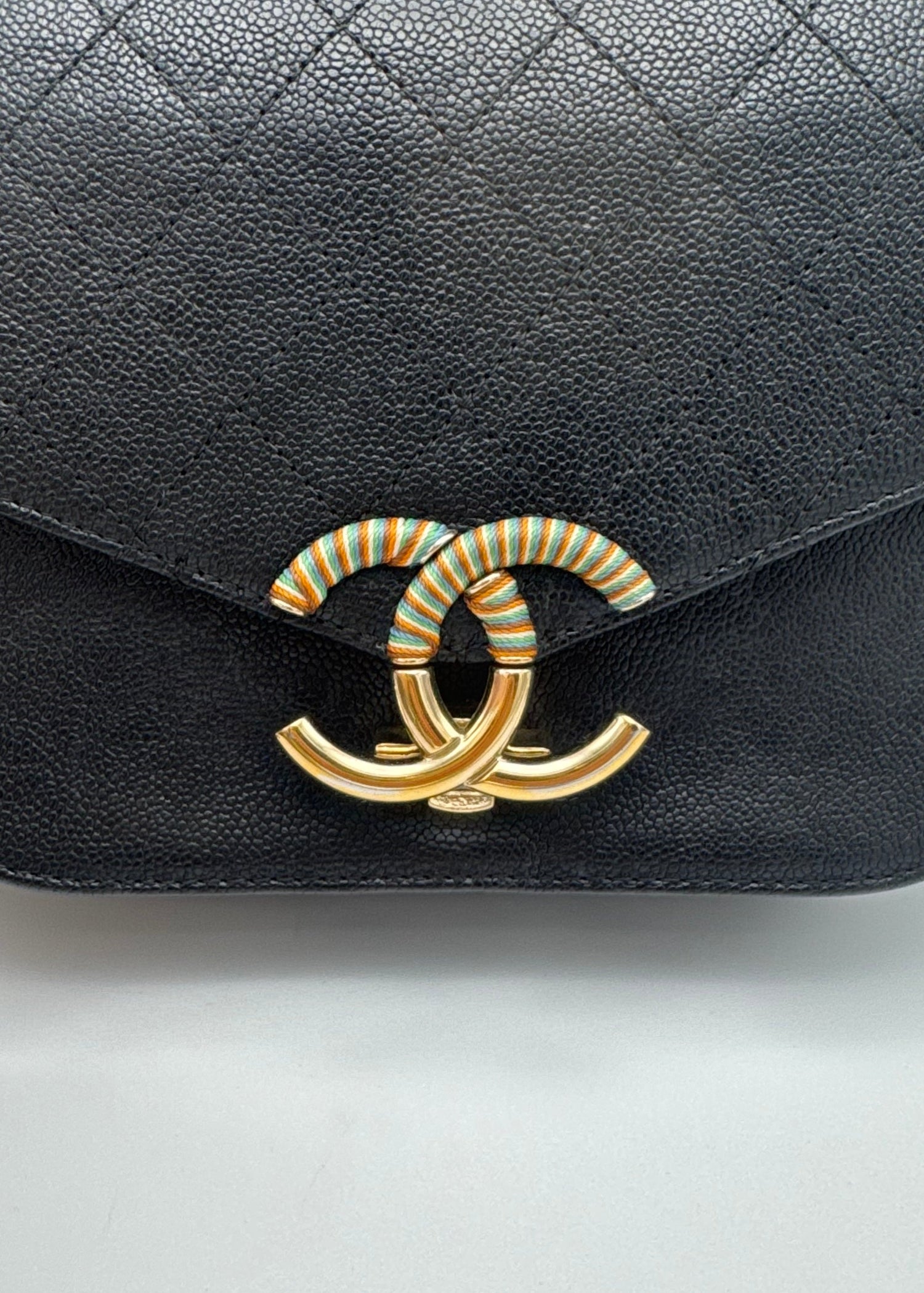 Limited Edition Chanel Coco Cuba Quilted Caviar Thread Around Flap Bag