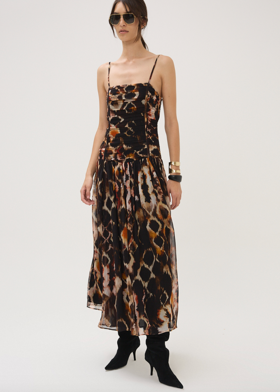 Person wearing Maria Cher Fleetwood Jackie Midi Dress