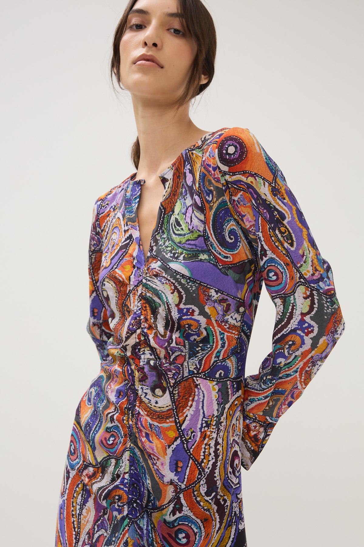 Person wearing Maria Cher Frank Anouk Long Dress Printed Silk