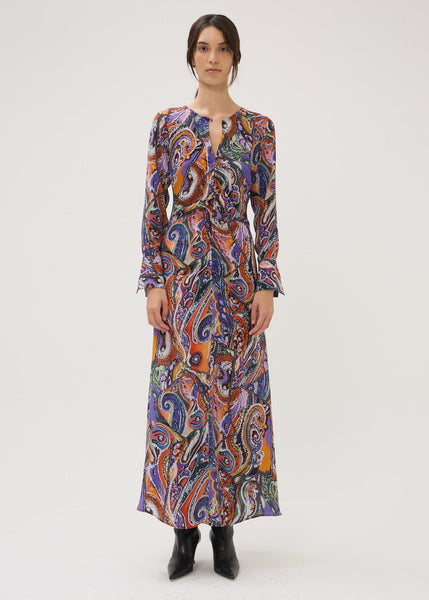 fitted maxi dress pattern Red Dress | Peach & Red Multi Satin Finish Maxi Dress