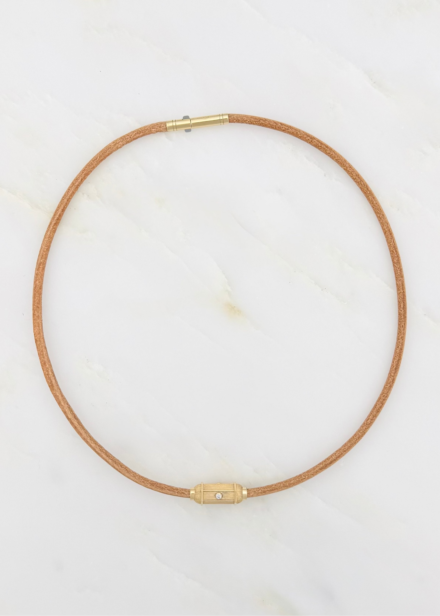 Marie Lichtenberg FINE JEWELRY 18K yellow gold and diamond Micro leather Lasso Necklace
