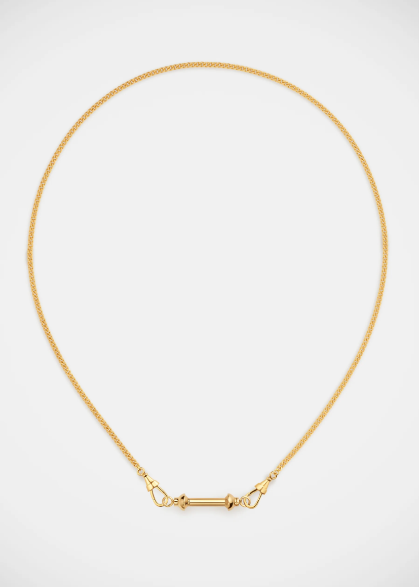 Marie Lichtenberg fine jewelry 18k yellow gold Small Connector Stick Pendant on Gourmette chain