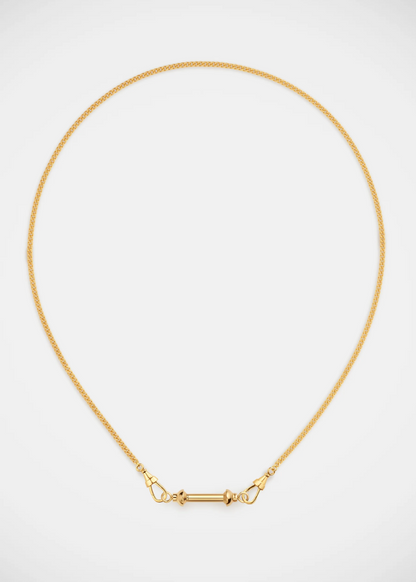 Marie Lichtenberg fine jewelry 18k yellow gold Small Connector Stick Pendant on Gourmette chain