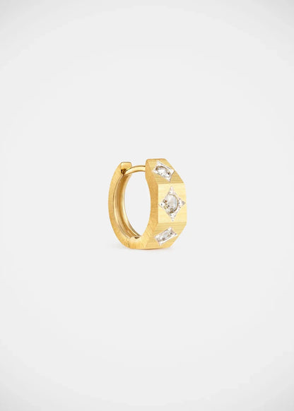 Marie Lichtenberg fine jewelry 18k yellow gold ecrou  coco diamond hoop earring