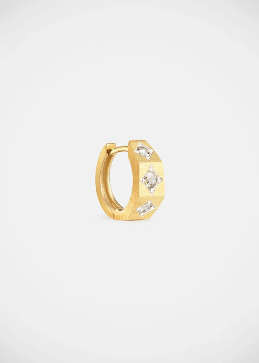 Marie Lichtenberg fine jewelry 18k yellow gold ecrou  coco diamond hoop earring