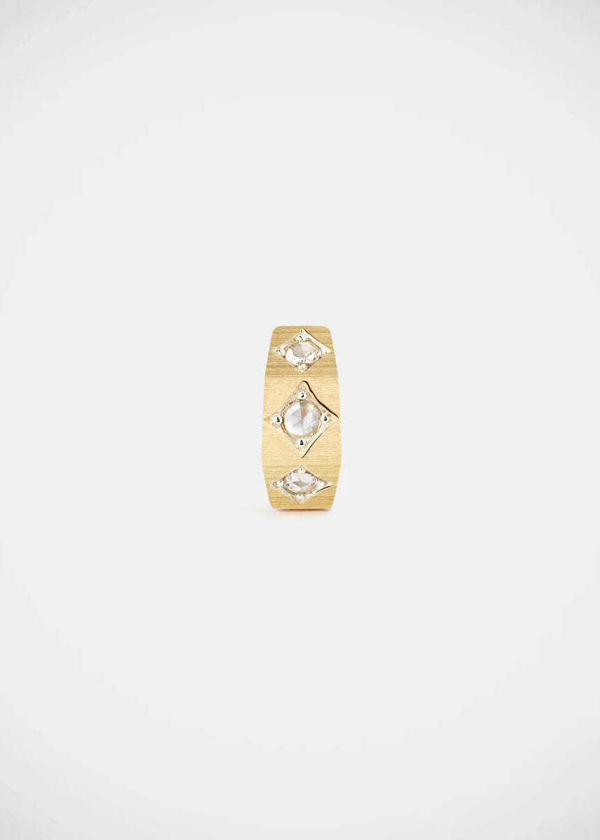 Marie Lichtenberg fine jewelry 18k yellow gold ecrou  coco diamond hoop earring