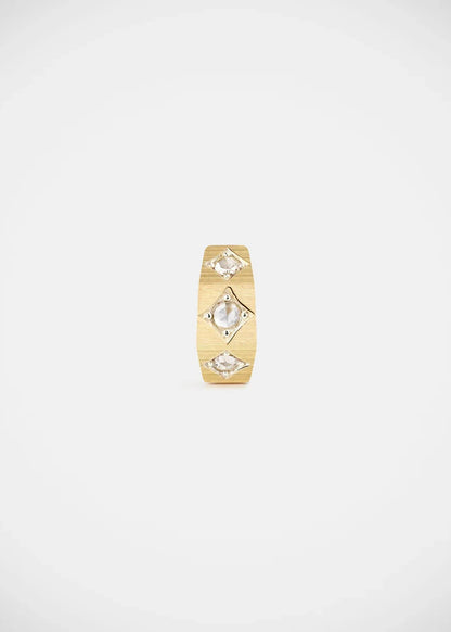 Marie Lichtenberg fine jewelry 18k yellow gold ecrou  coco diamond hoop earring