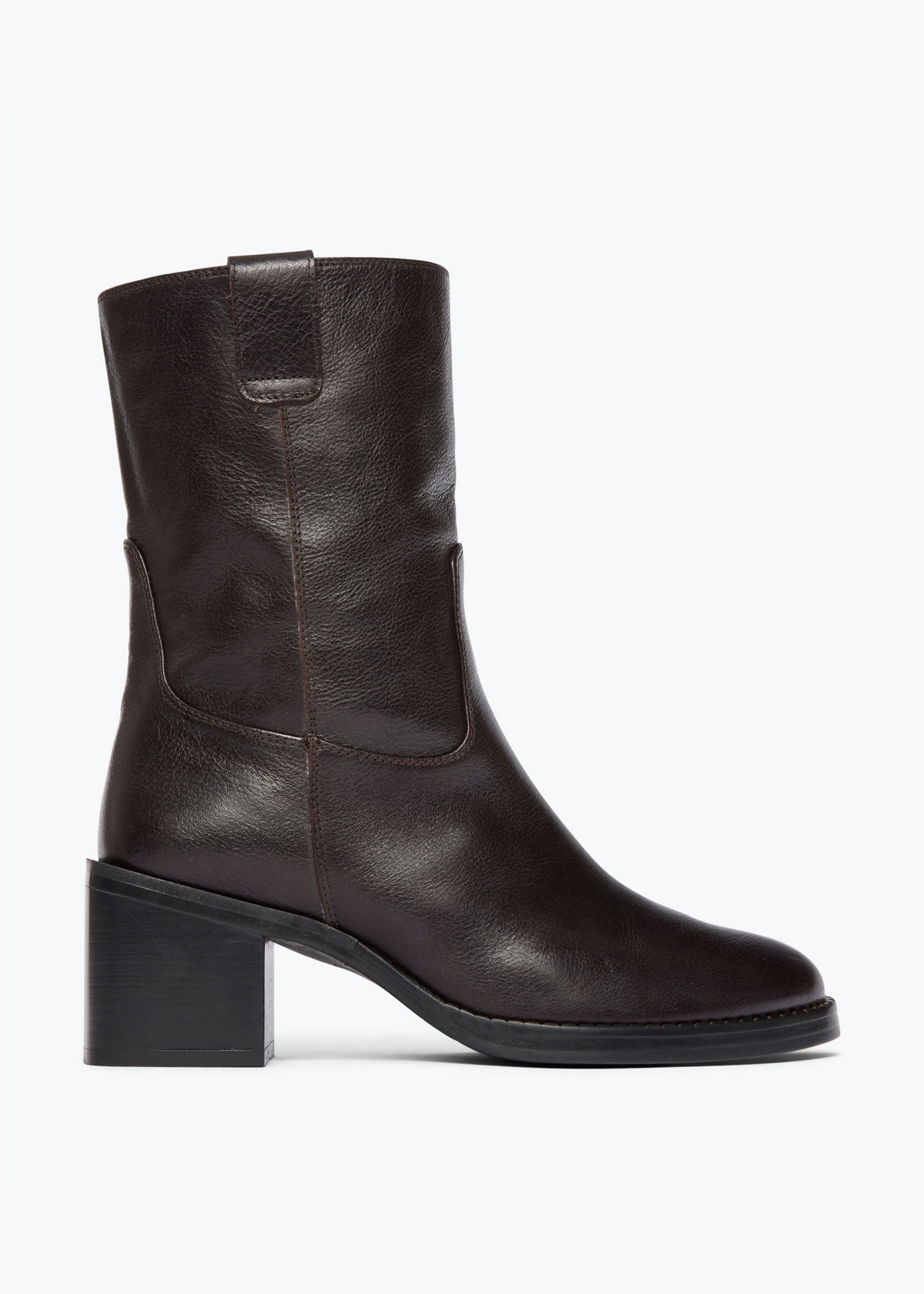 Nan Boot Mid Heel Pull On Bootie Redwood Buffalo Leather