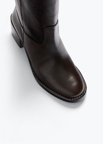 Nan Boot Mid Heel Pull On Bootie Redwood Buffalo Leather