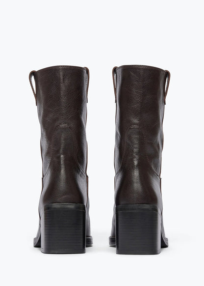 Nan Boot Mid Heel Pull On Bootie Redwood Buffalo Leather