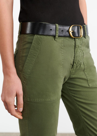 person wearing Nili Lotan Jenna Pant in Camo Green