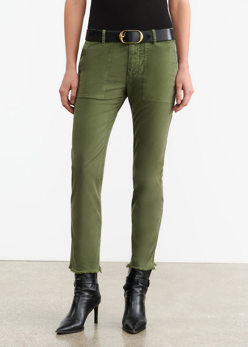 person wearing Nili Lotan Jenna Pant in Camo Green