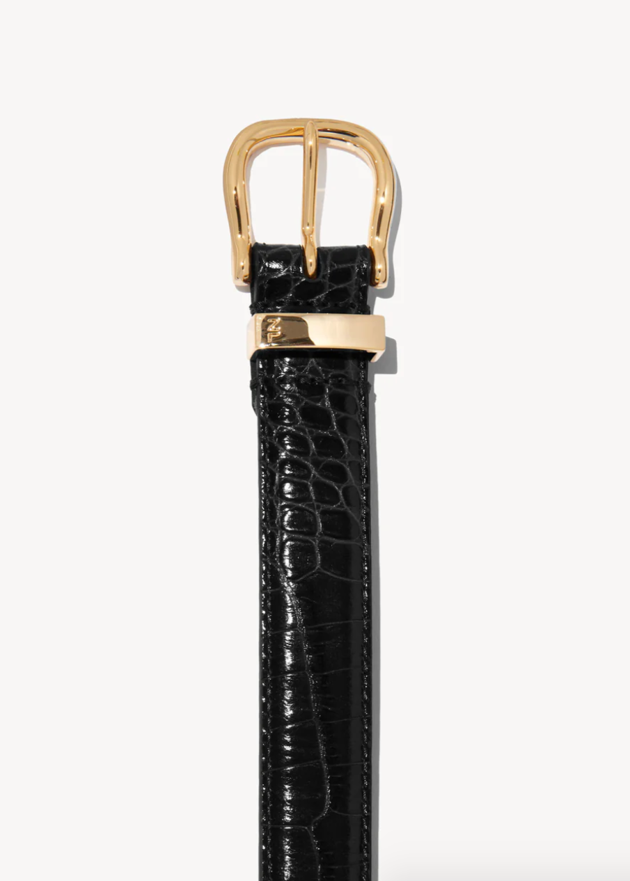 Nili Lotan Louise Belt in Black Embossed Croc