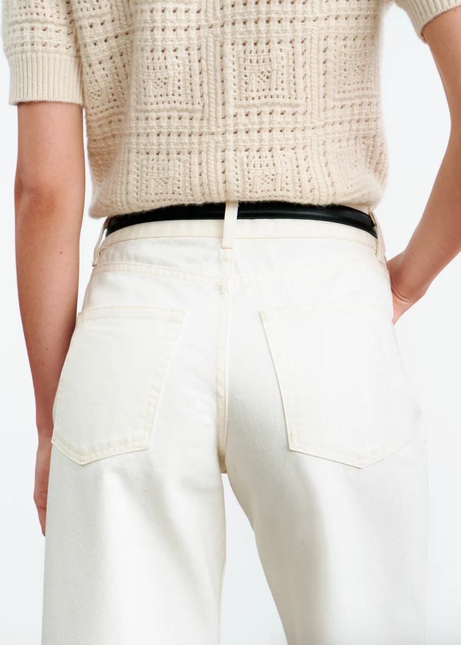 Person wearing Nili Lotan Marlene Jean in Cream