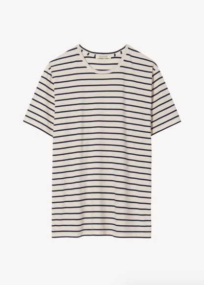 Nili Lotan Mens Pierre Tee in Ivory and Navy Stripe