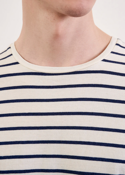Nili Lotan Mens Pierre Tee in Ivory and Navy Stripe