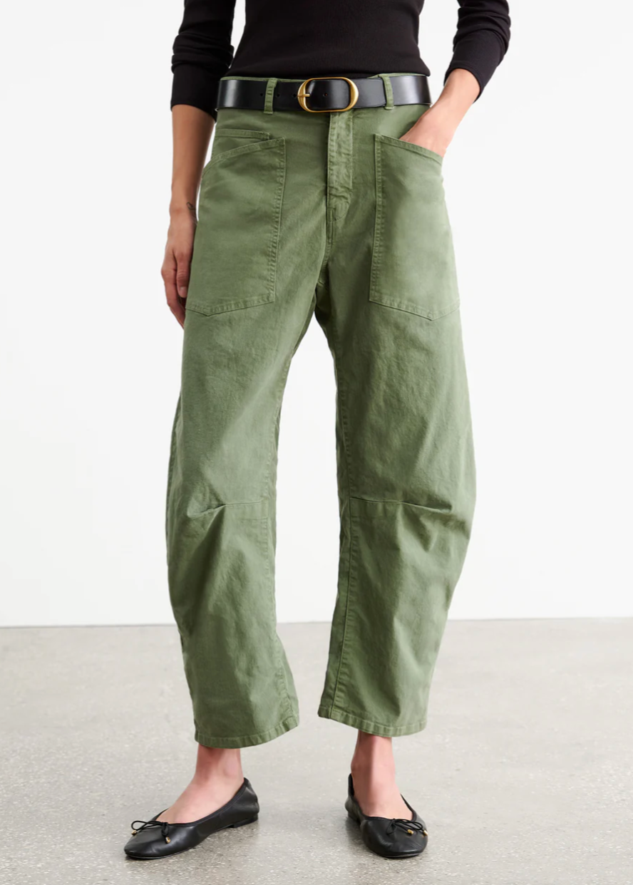 Person wearing Nili Lotan Shon Pant in Camo Green