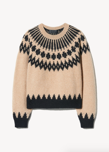 Nili Lotan womens Alena Sweater Fair Isle Beige