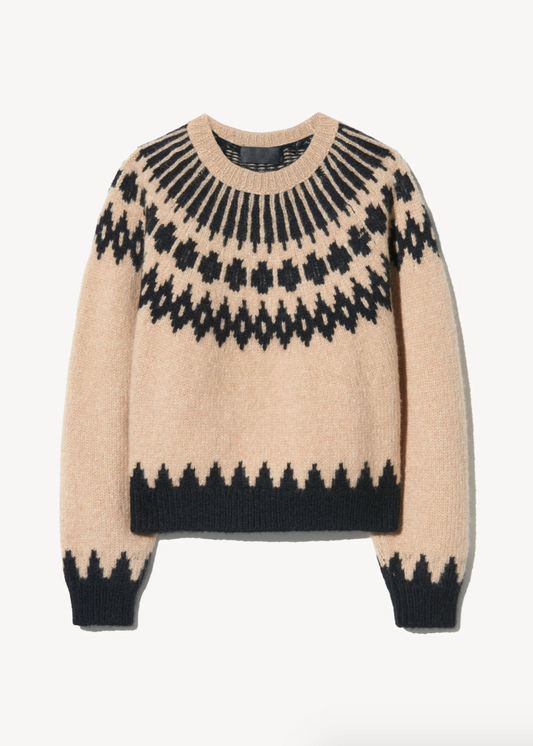 Nili Lotan womens Alena Sweater Fair Isle Beige