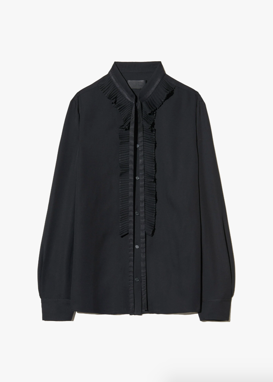 Nili Lotan womens Bertille Ruffle Shirt black