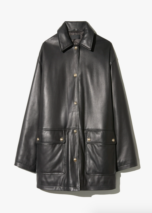 Nili Lotan womens Cordel Leather Coat black