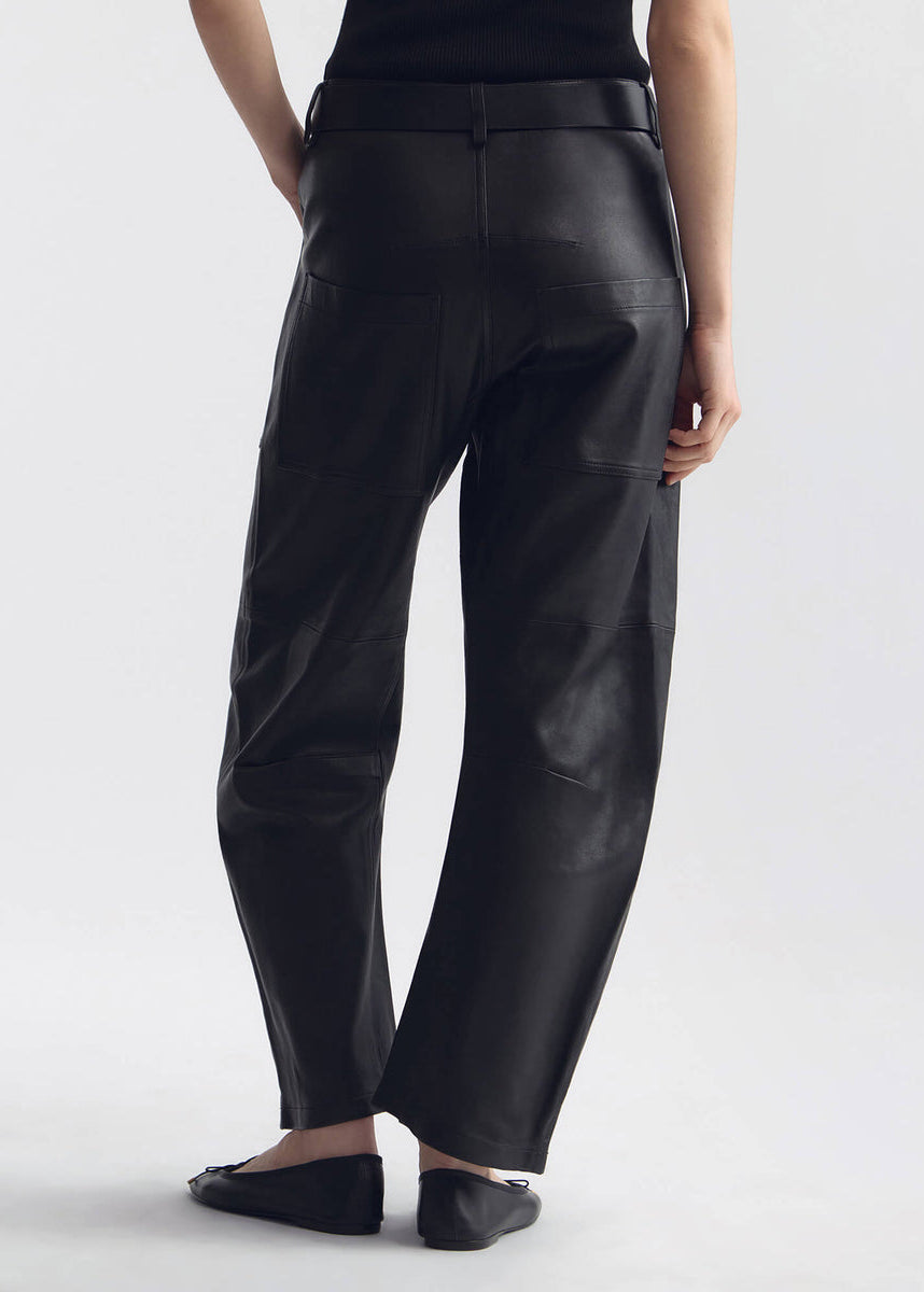 person wearing Nili Lotan womens Shon Leather Pant Black