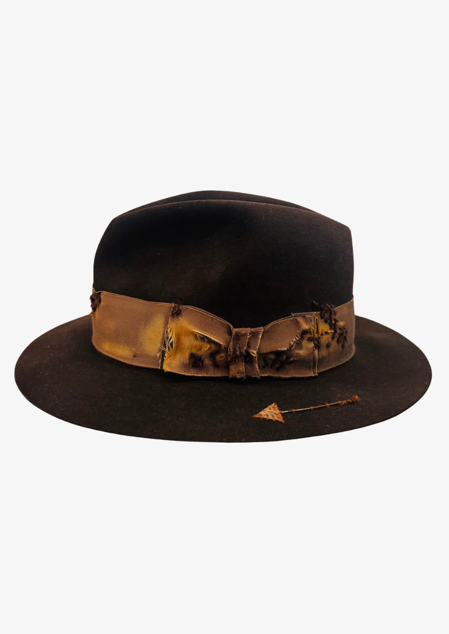 One-of-a-Kind Embellished Fedora (Brown)