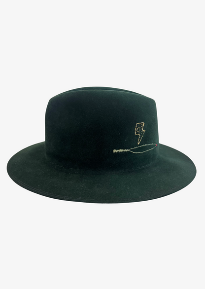 One-of-a-Kind Embellished Fedora in Green