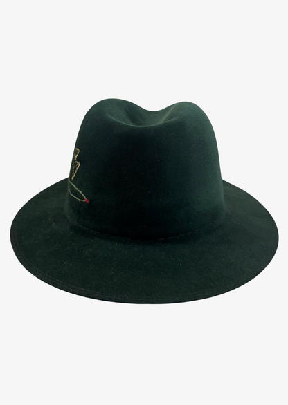 One-of-a-Kind Embellished Fedora in Green