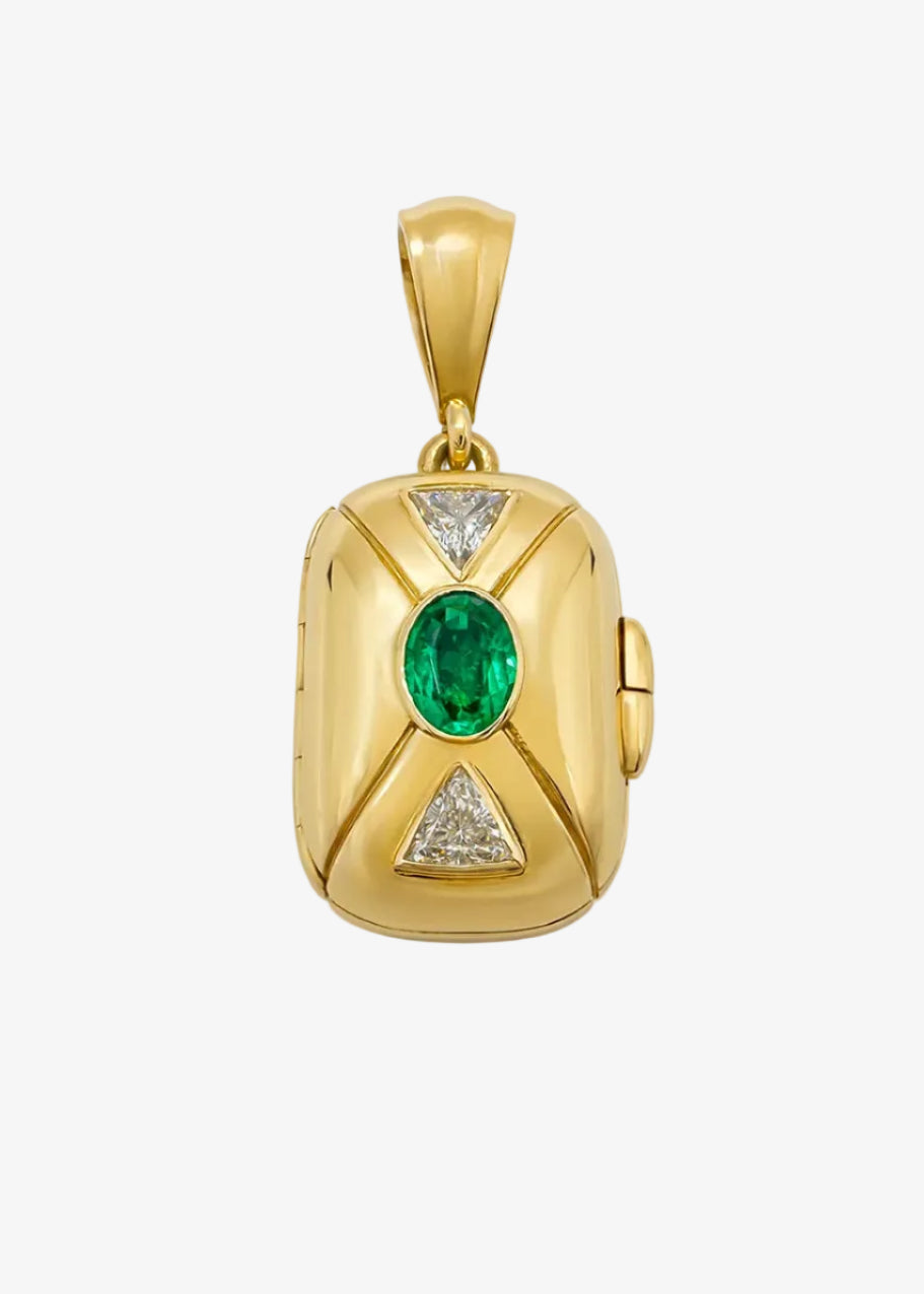 howl fine jewelry 18k yellow gold Raleigh Emerald & Diamond Locket