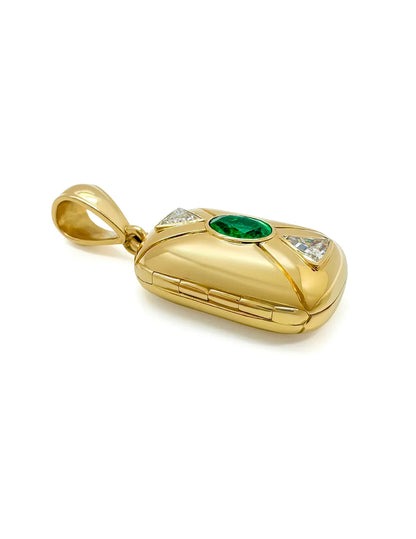 w gold Raleigh Emerald & Diamond Locket